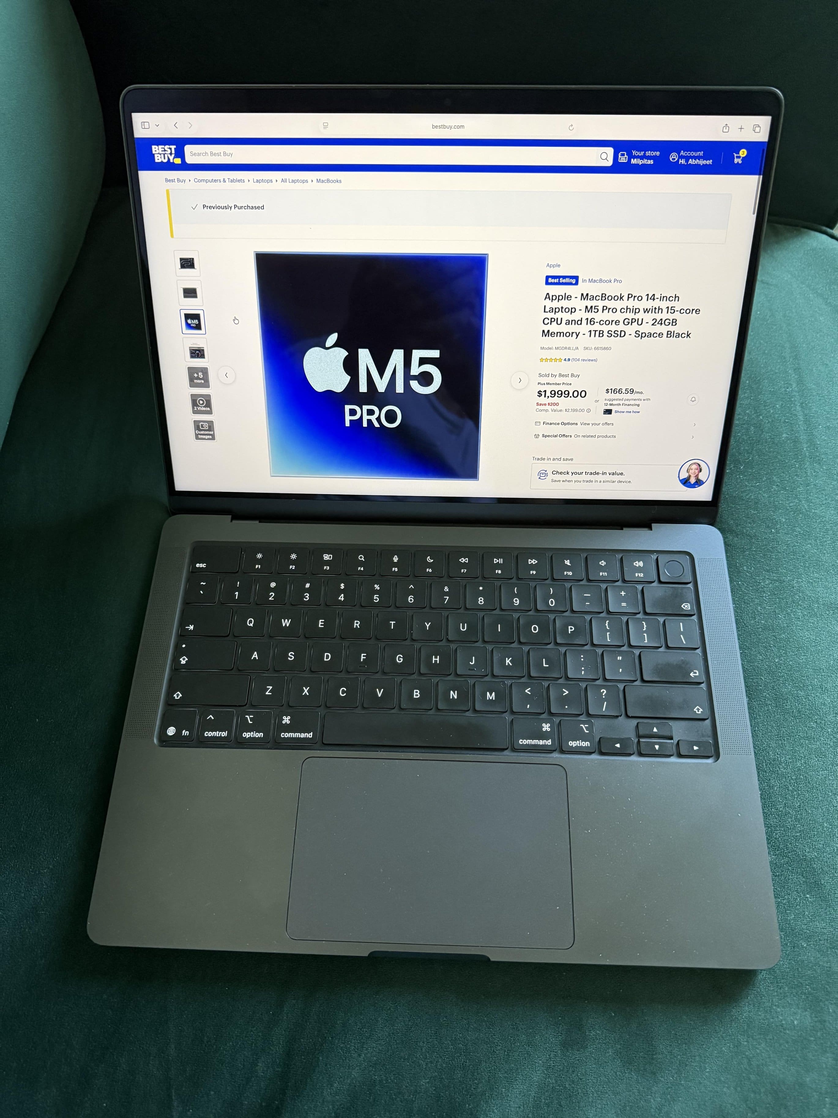 Apple MacBook Pro 14 inch Laptop M5 Pro chip with 15 core CPU and