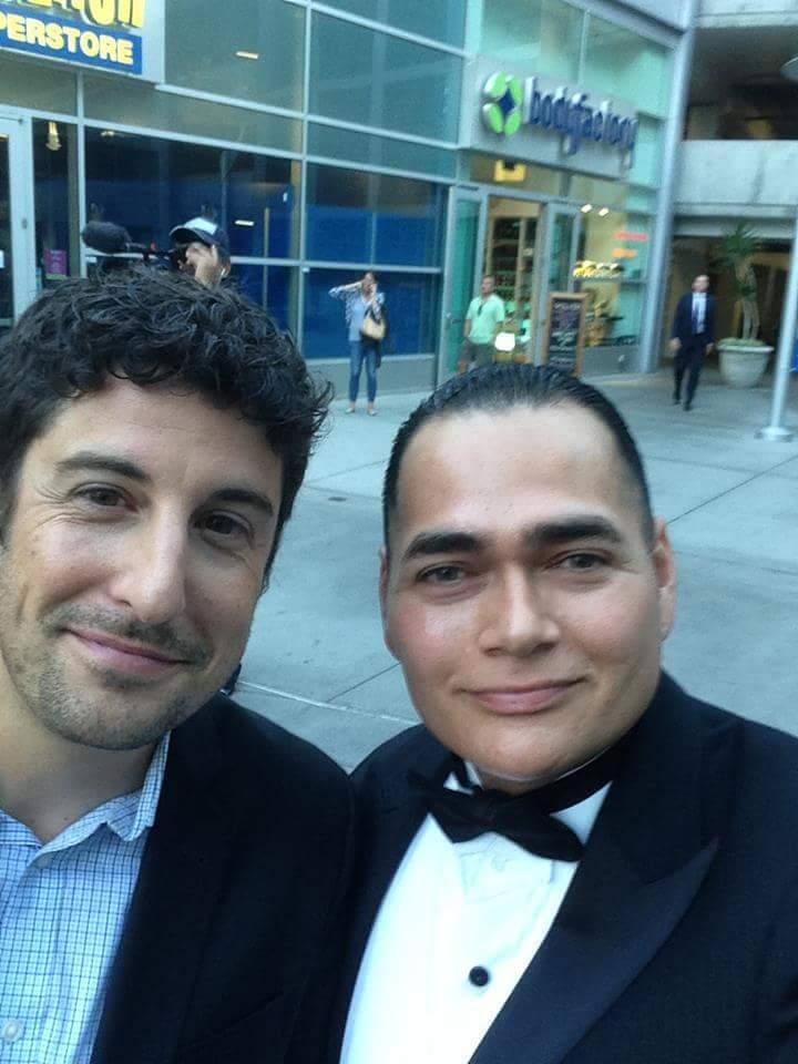 Jason Biggs and Rigo Obezo at the Amateur Night red carpet premier., click to load a larger version