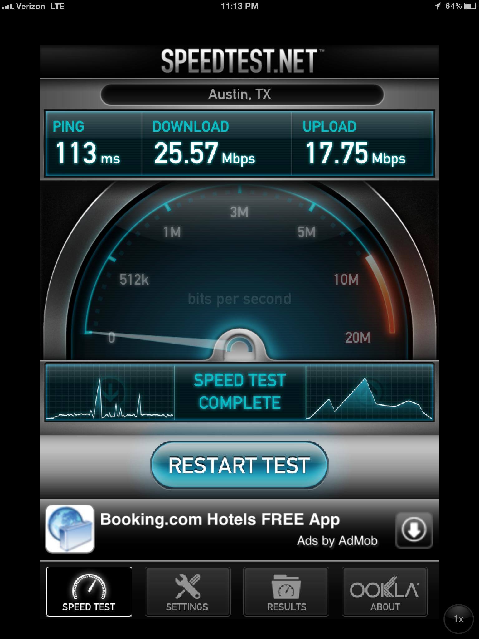 Verizon LTE on iPad 3 at San Antonio TX, click to load a larger version