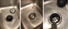 Sink with stopper and baffle/splashguard., click to load a larger version