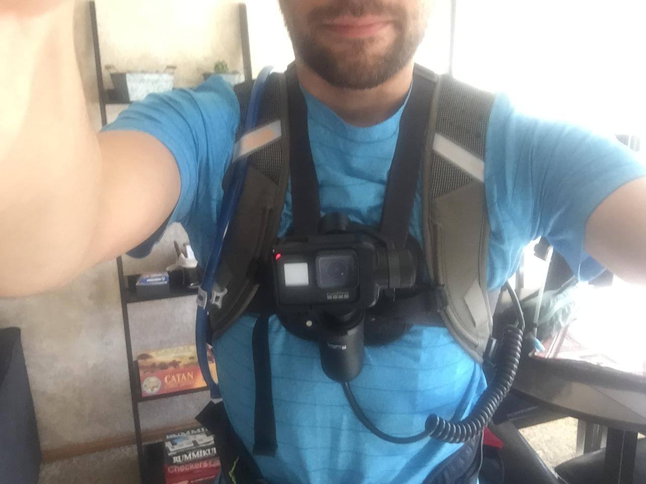 karma with extension on chesty mount -- grip in backpack with external batter, click to load a larger version