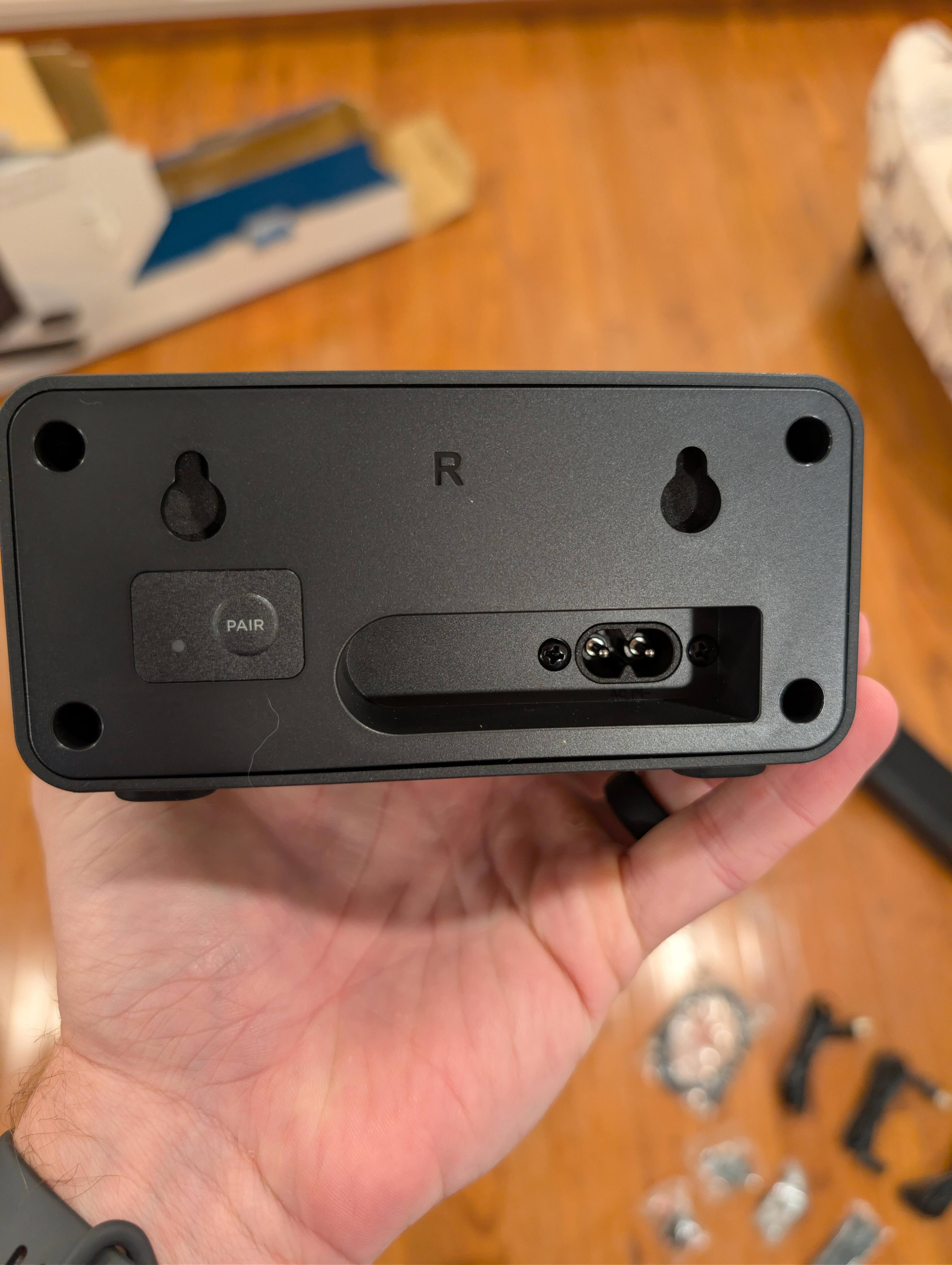 Back of the satelite speaker, click to load a larger version