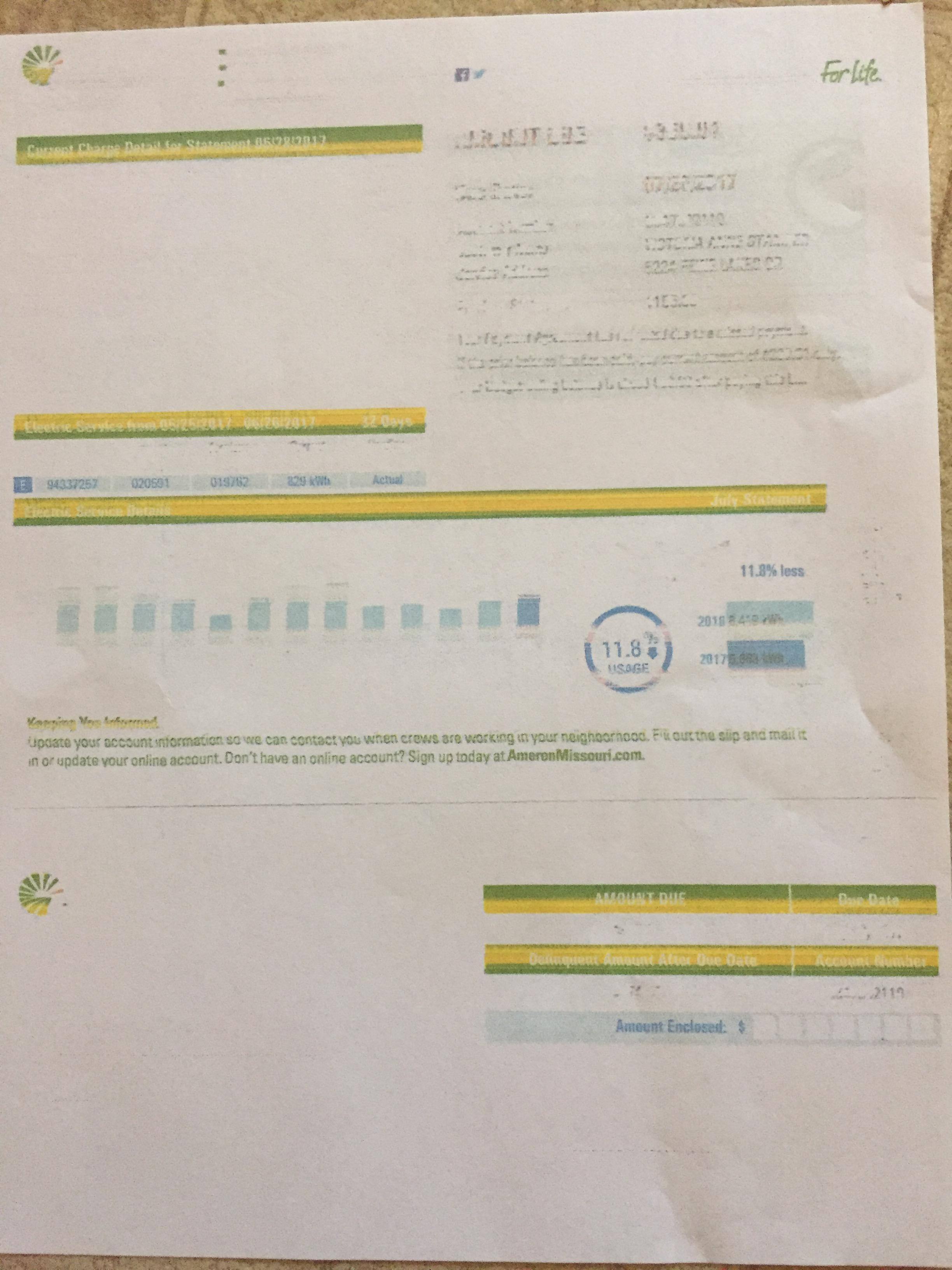 Attempt to copy electric bill, click to load a larger version