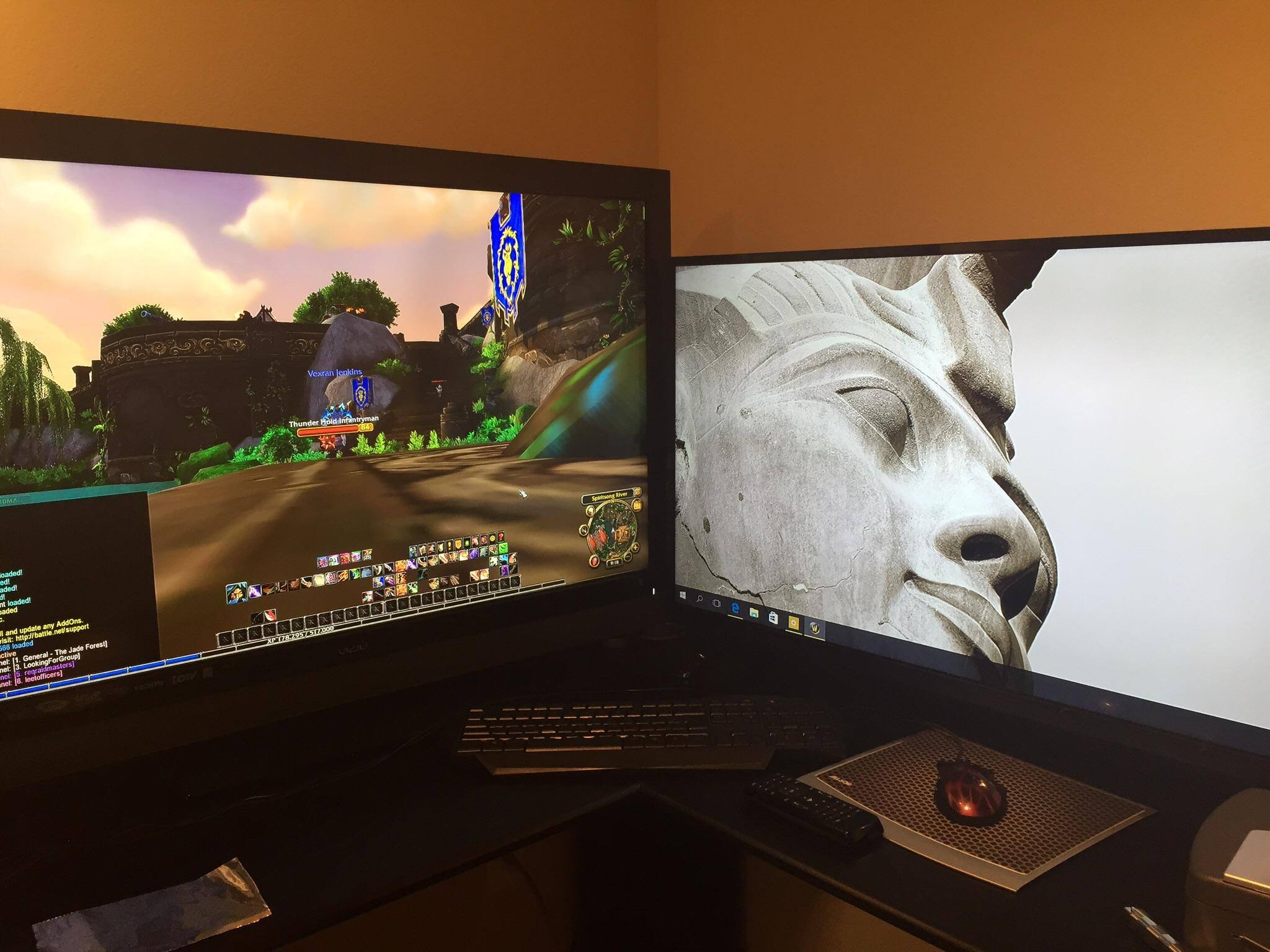 Sony 4k left, Vizio 1080p right(hooked up and tethered together on my PC for gaming), click to load a larger version