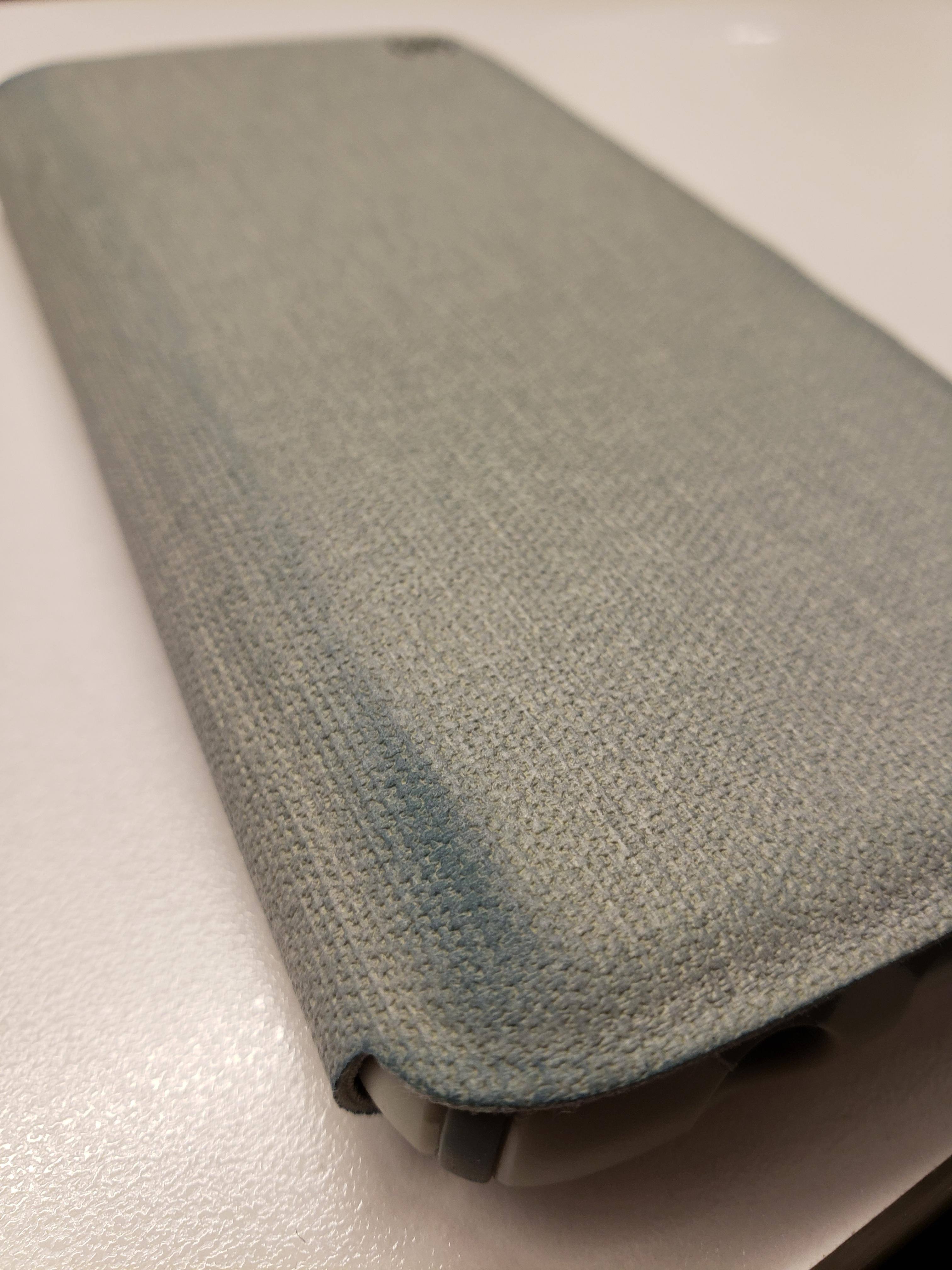 Discoloration from jeans., click to load a larger version