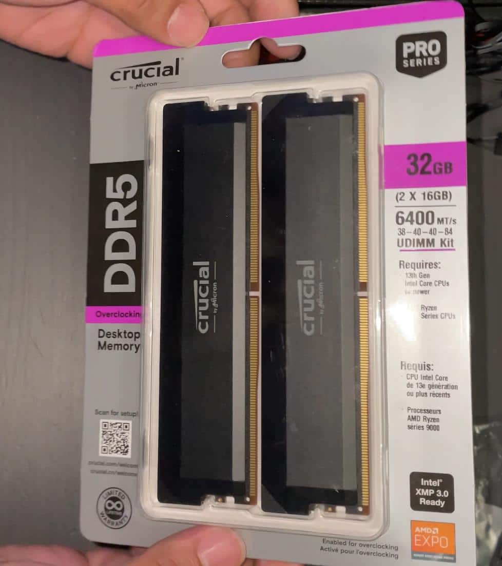 Crucial Pro OC Gaming 32GB (2x16GB) DDR5 6400MHz C38 UDIMM Intel