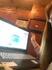 My wife with her HP ENVY "BANG & OLUFSEN" LAPTOP, click to load a larger version