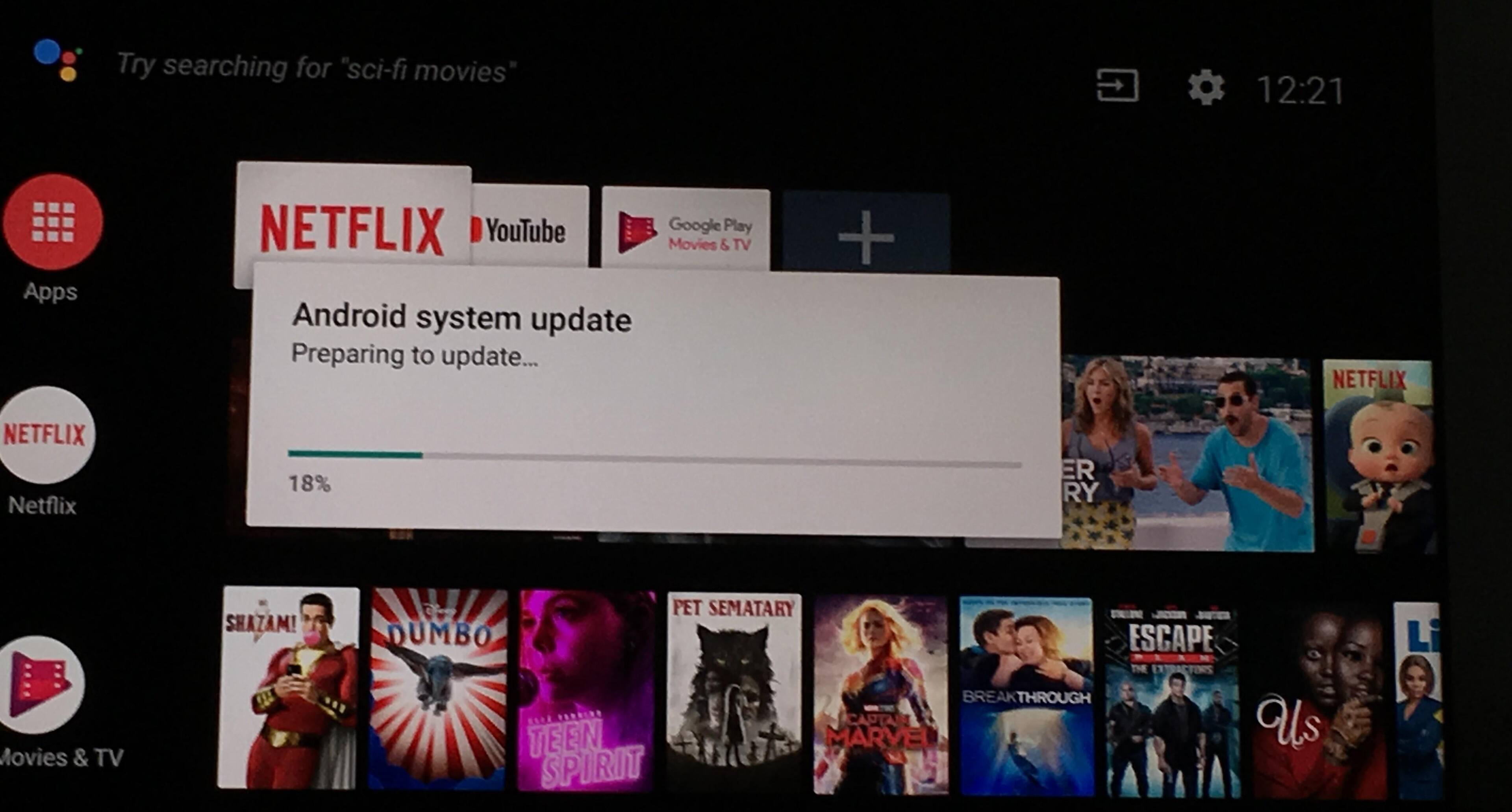 receiving a Android TV OS update, click to load a larger version