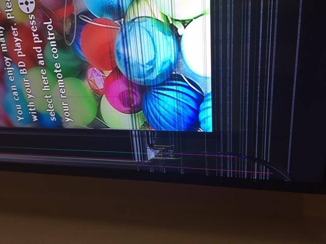 lines across the 55" screen of defective Samsung., click to load a larger version