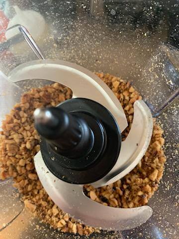 Chopped walnuts after 5 pulses, click to load a larger version