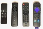 Remote Size Comparison - Apple TV, Amazon Fire, RCA, Roku Remotes, click to load a larger version