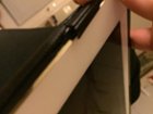 Side view. There is no tension so left side is no longer held secure at top., click to load a larger version