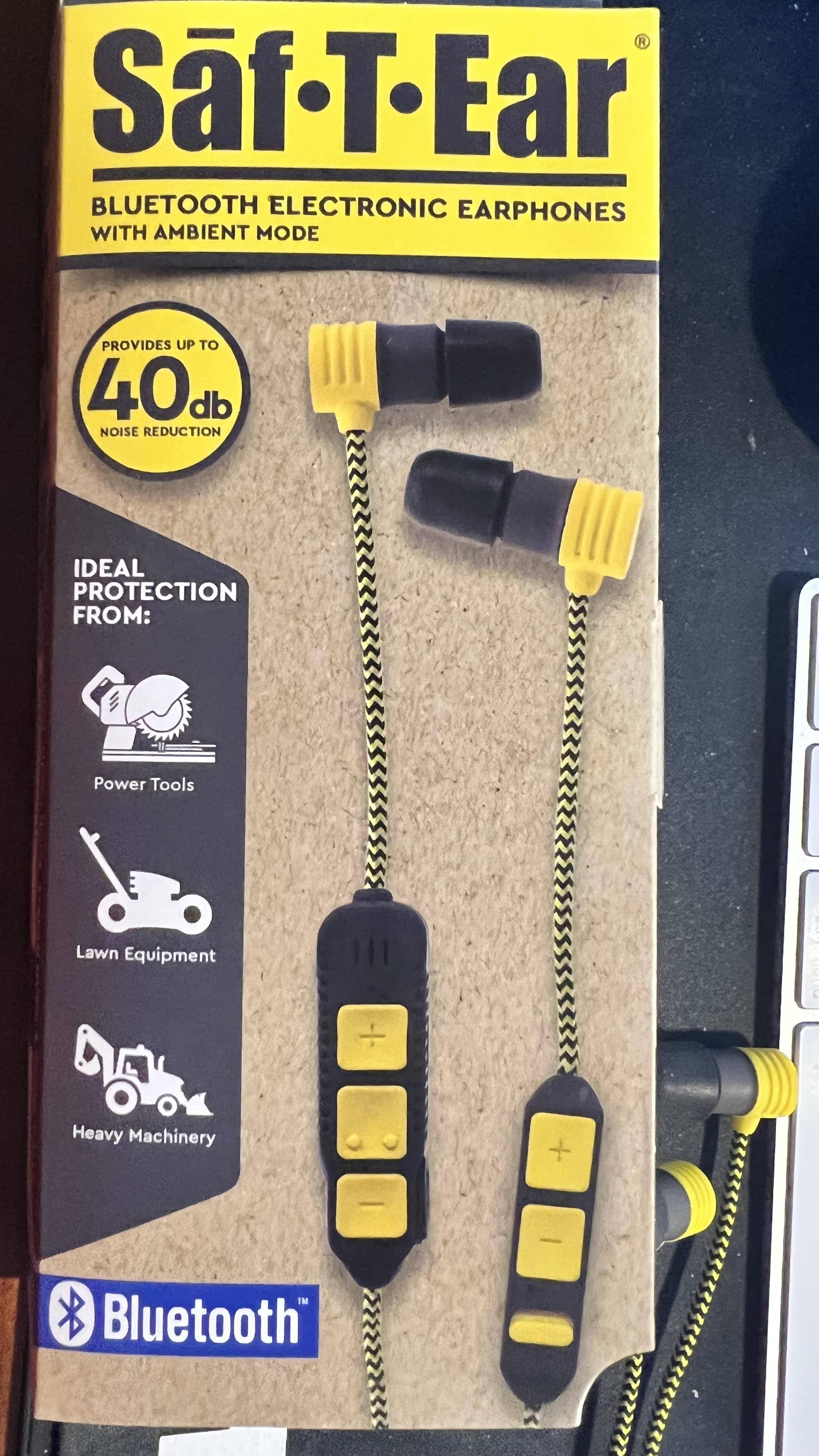 Great for playing acoustic drums by protecting your ears from the crashing cymbals, yet keeps you on the groove with variable ambient awareness! Also useful while mowing with a Zero Turn Mower, Bluetooth connected with the Apple Watch for tunes on the go!, click to load a larger version