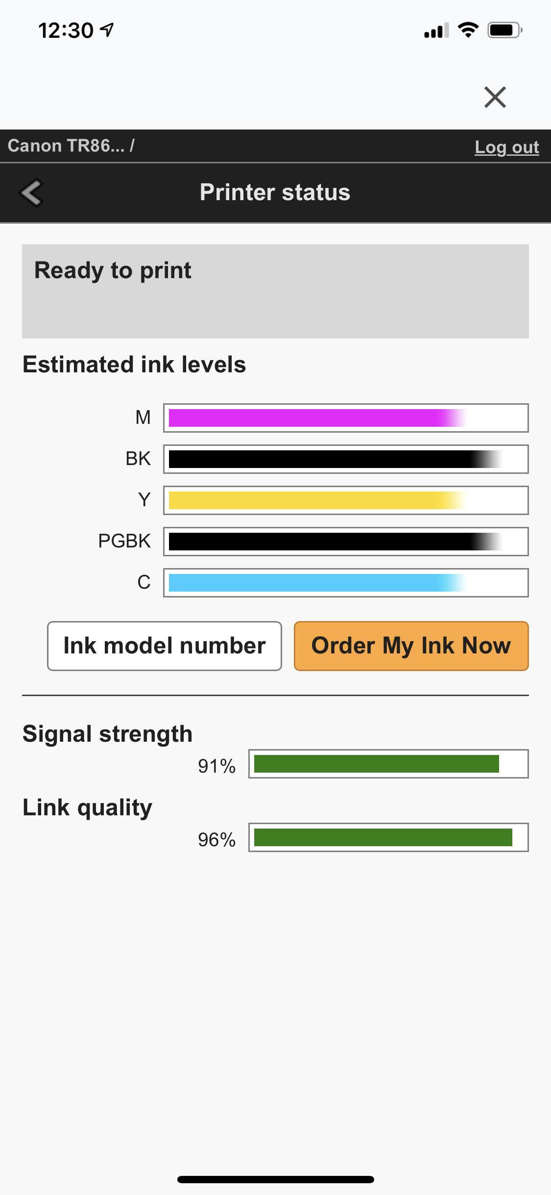 Ink supply after 3 test pages, click to load a larger version
