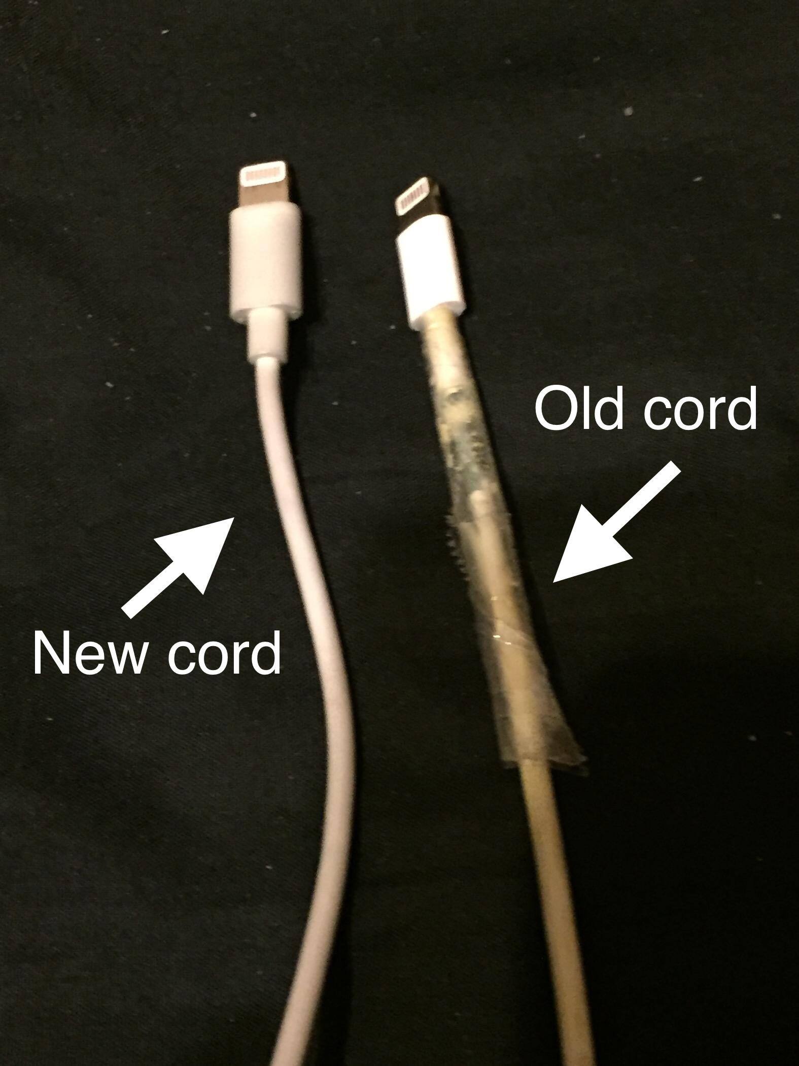 Comparison of both cords., click to load a larger version