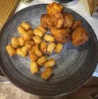I fixed just enough tots and nuggets to do two plates for our lunch with a few leftovers., click to load a larger version