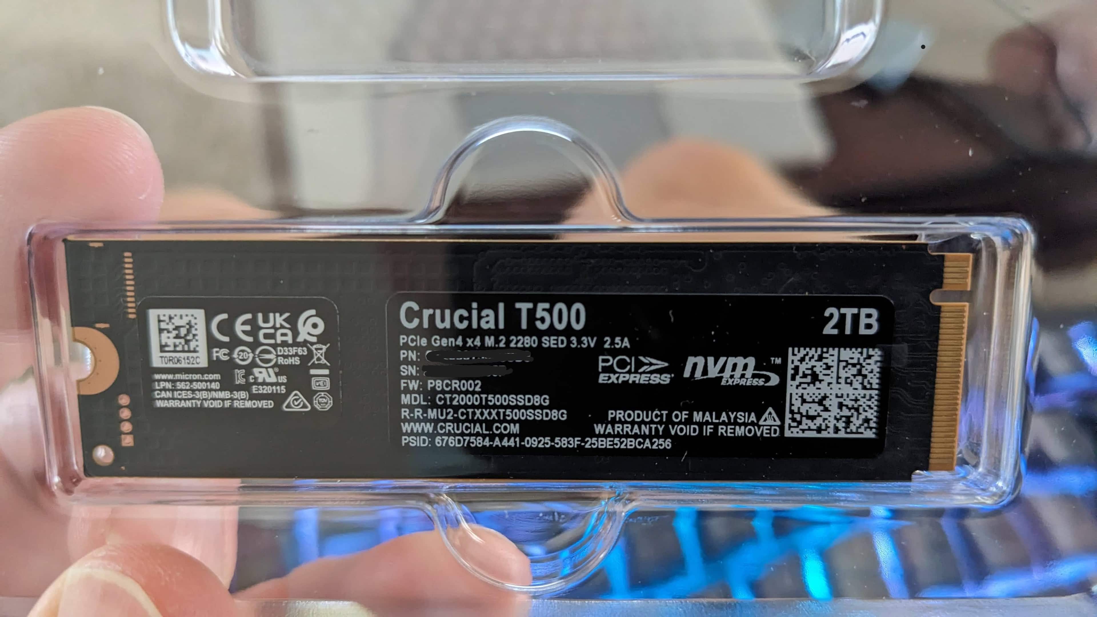 Crucial T500 2TB Internal SSD PCIe Gen 4x4 NVMe M.2 with Heatsink