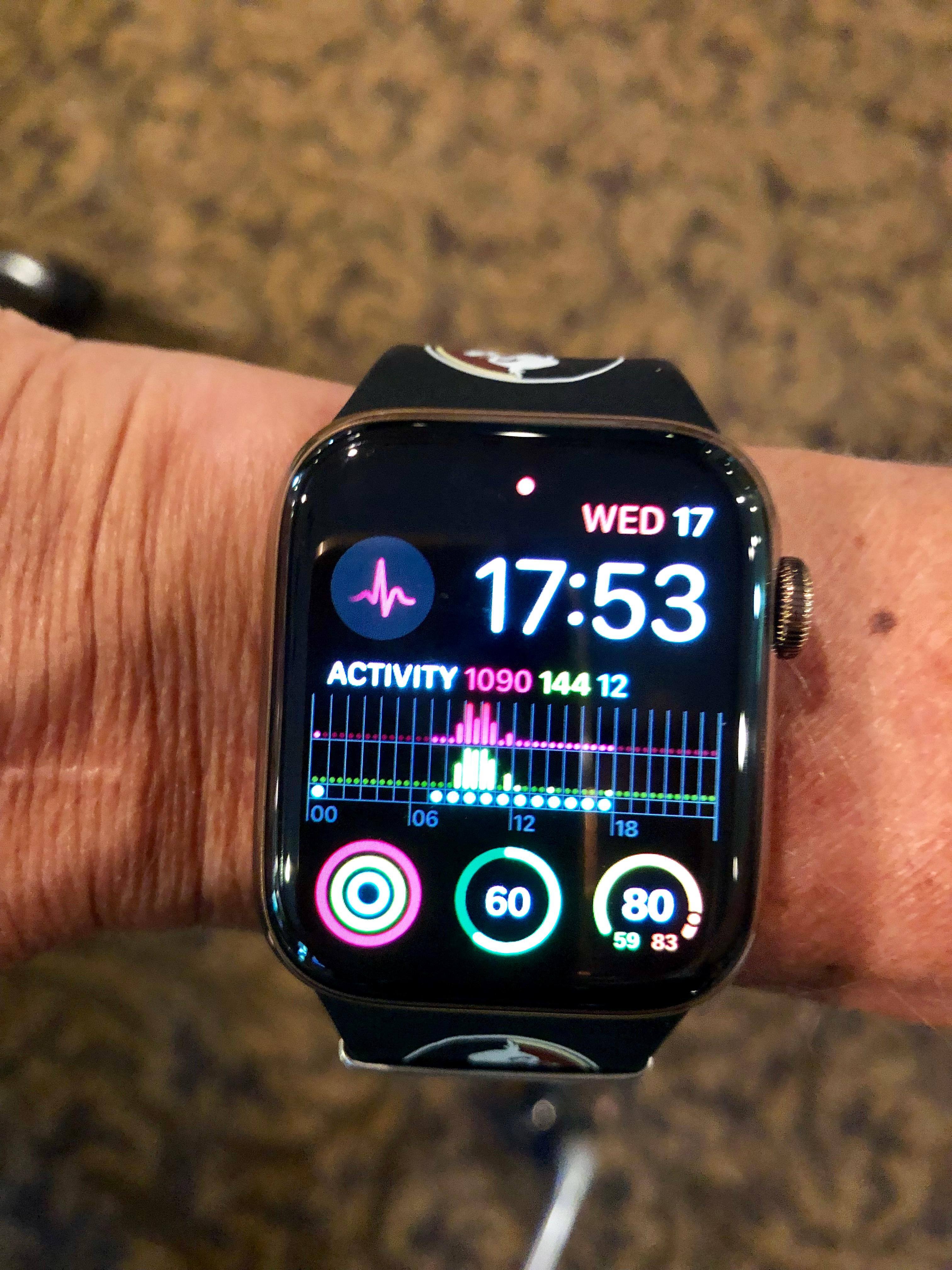 Looks big on my small wrist, but I love it. Notice all the tracking including of activity., click to load a larger version