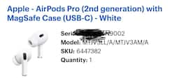 Apple AirPods Pro 2, Wireless Active Noise Cancelling Apple AirPods Pro 2, Wireless Active Noise Cancelling