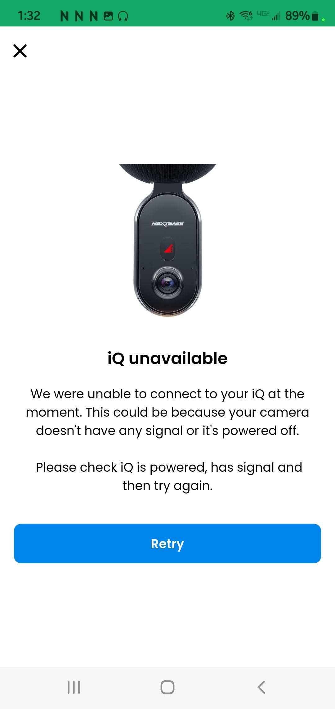 This is CONSTANT and is UNACCPTABLE for a product at this price point! This is the screen that is displayed after the app tries for a LONG time to "connect" and load the "Live View" stream., click to load a larger version