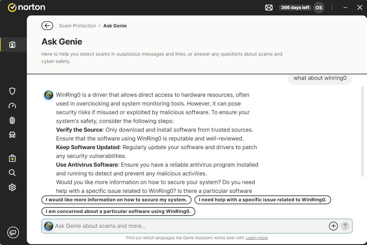 I asked Norton about WinRing0 which is a common NOT virus/trojan that often triggers virus protection, click to load a larger version