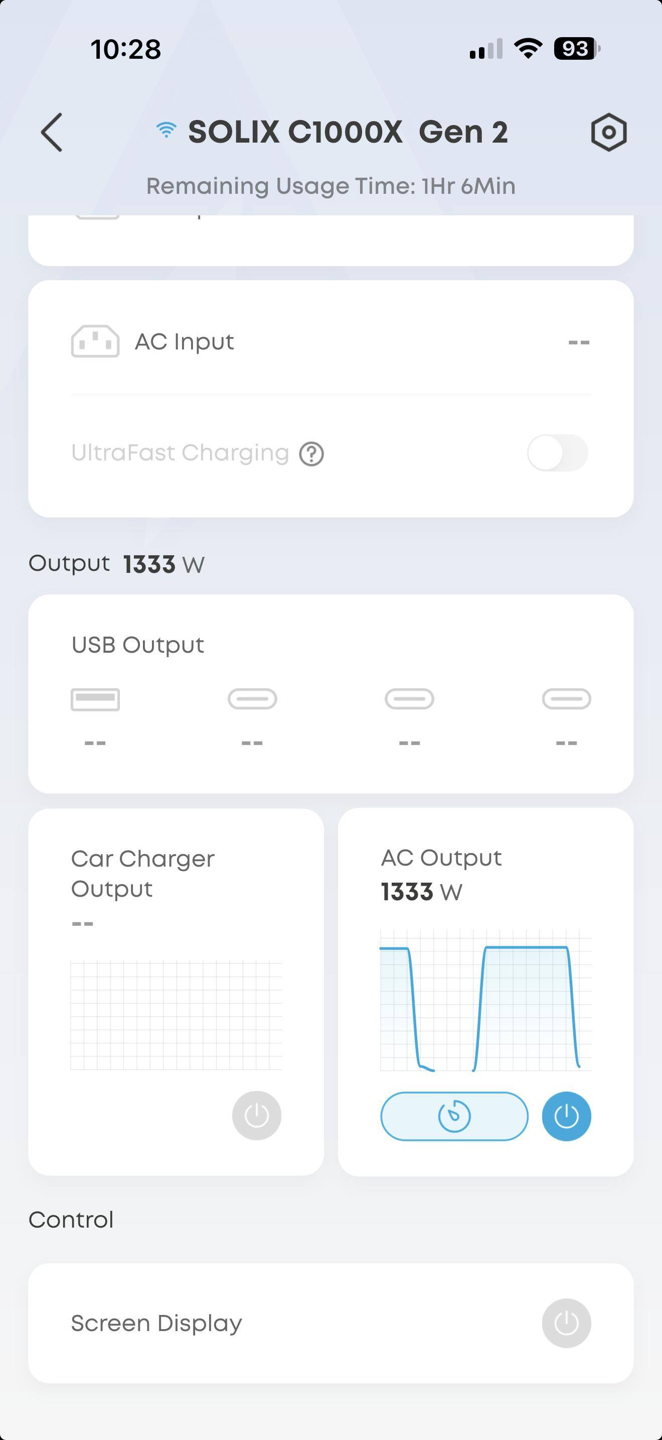 Live output, no expandable graph or history, click to load a larger version