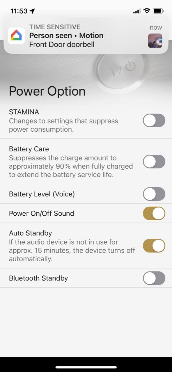 Music Center - Power Options, click to load a larger version