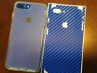 Custom blue carbon fiber skin in/out of the case - the true color doesn't really come through., click to load a larger version