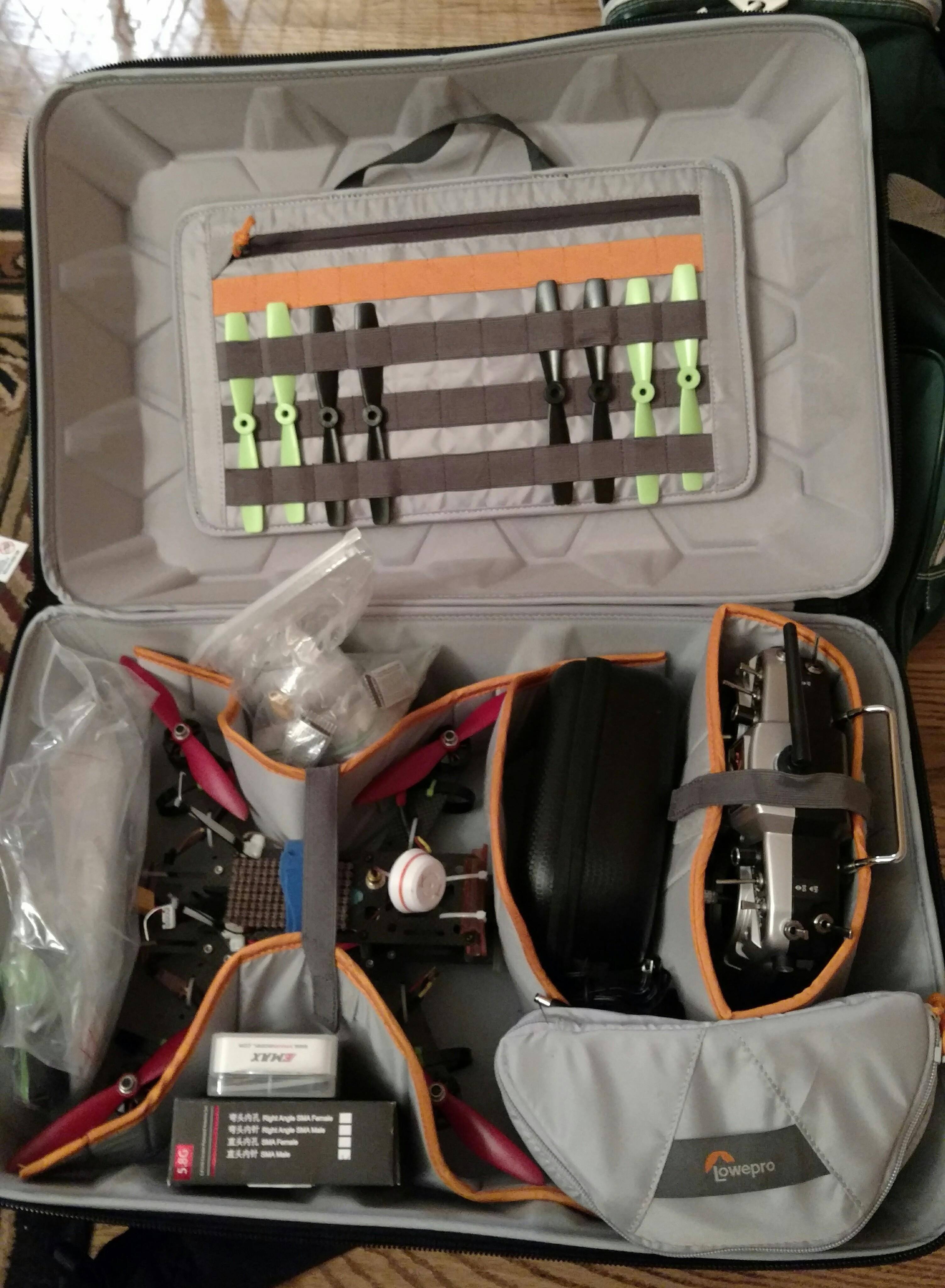 280 frame, Taranis radio, FatShark goggles, and more!, click to load a larger version