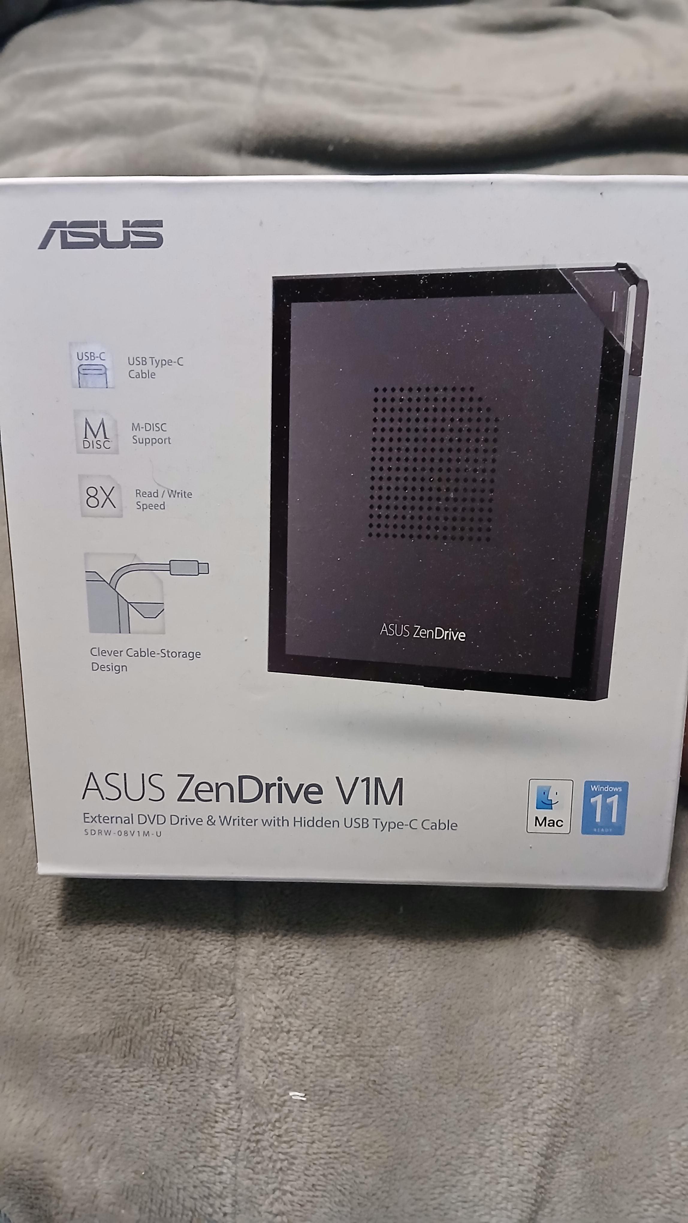 ASUS ZenDrive 8x External DVD±RW/CD RW Drive Black SDRW-08V1M-UBLK