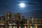 Settings: 1/2 second at f4, 1600ISO Noise reduction turned off. Full Moon over Honolulu. Oahu, Hawaii., click to load a larger version
