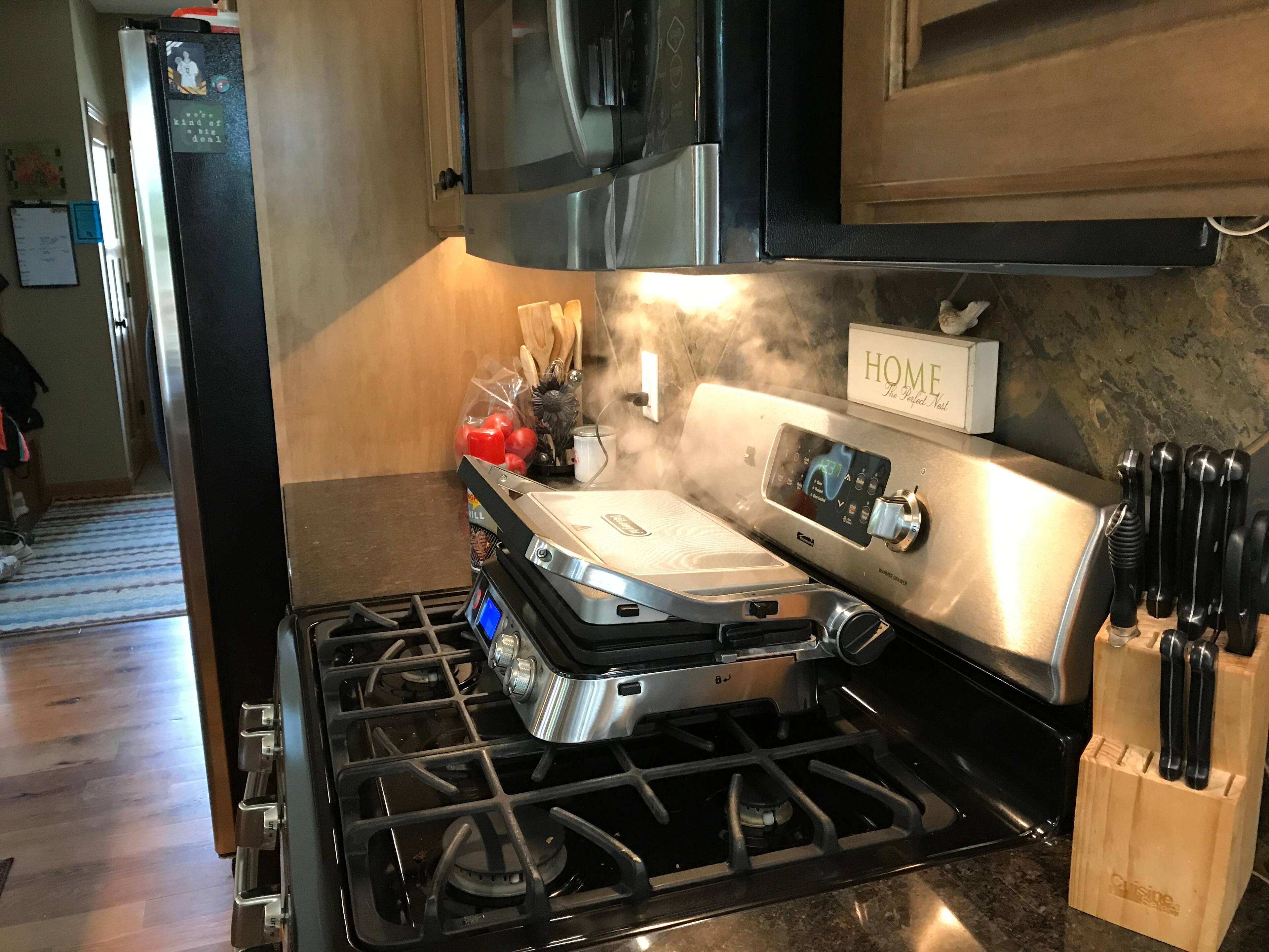 Placed directly under the exhaust hood., click to load a larger version