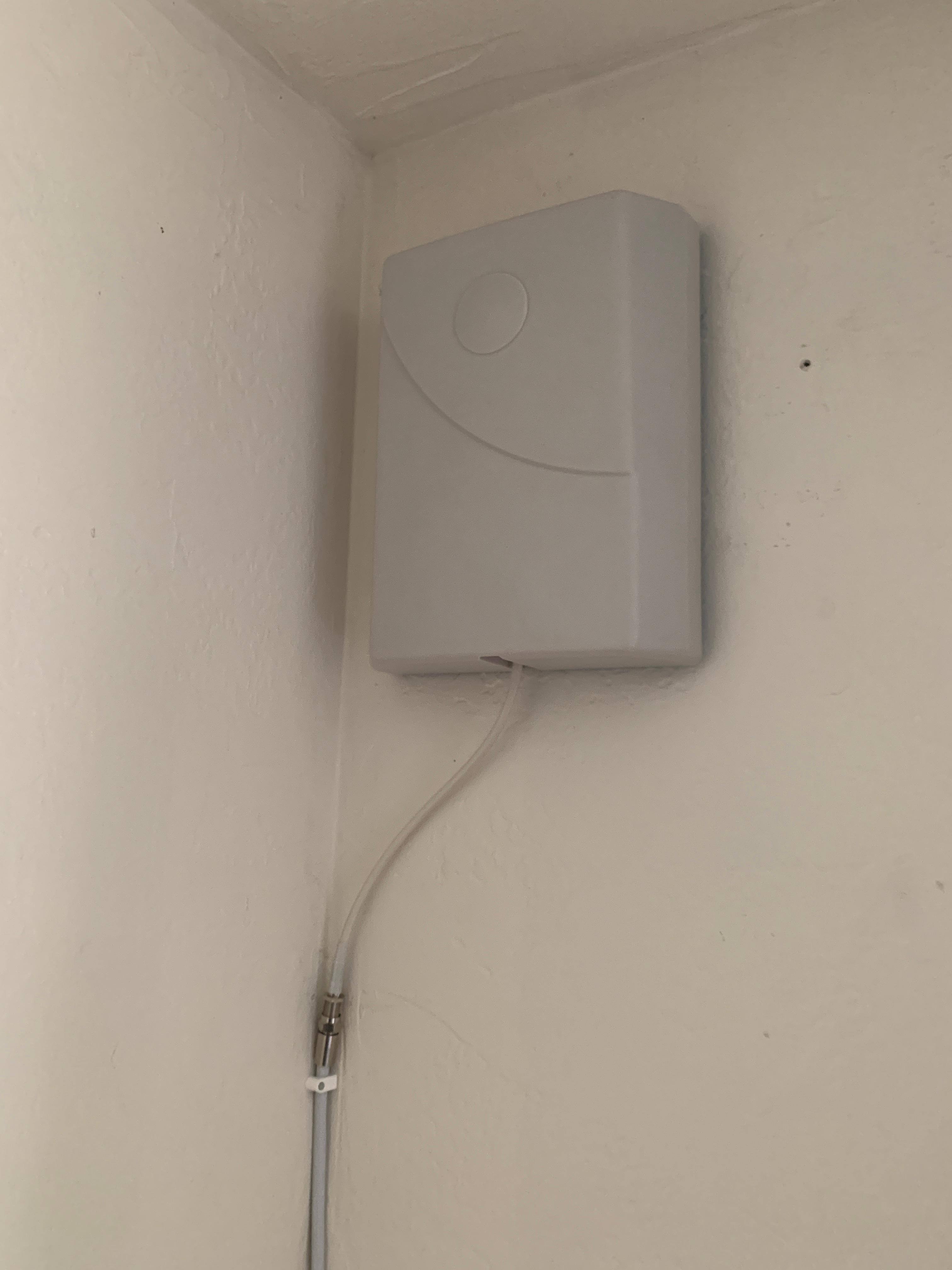 Inside antennae mouthed high on wall above cable entry point, click to load a larger version