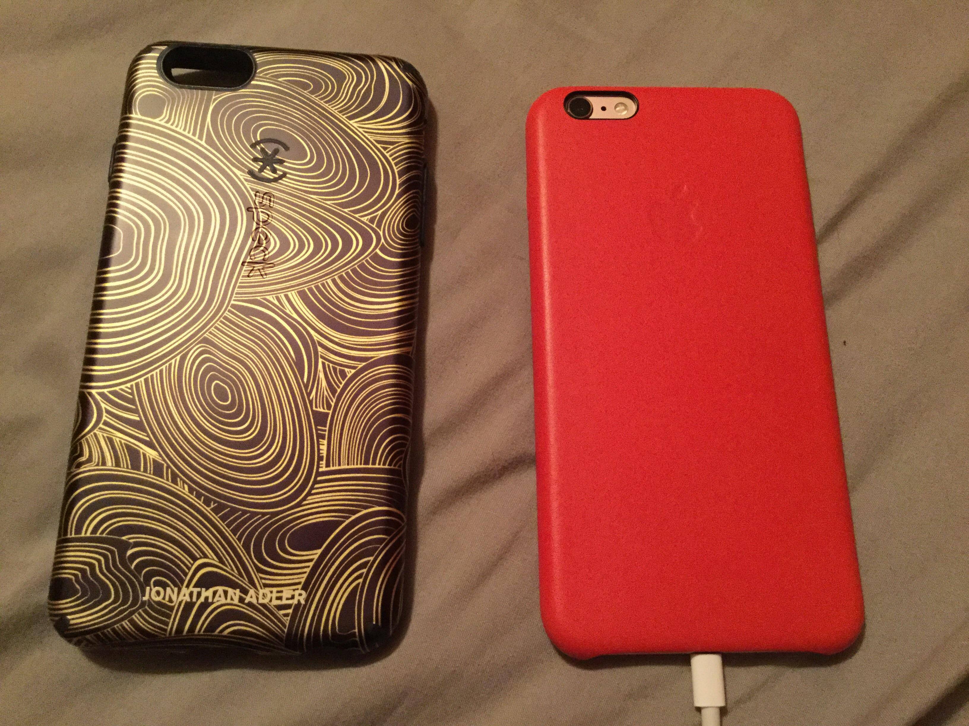 Comparison to Apple leather case., click to load a larger version