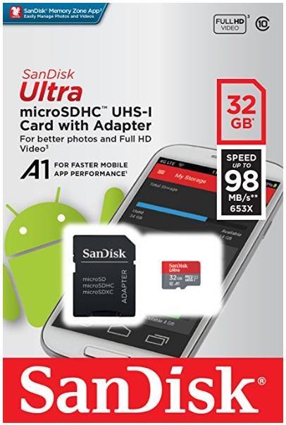 SanDisk MicroSDHC Memory Card, click to load a larger version