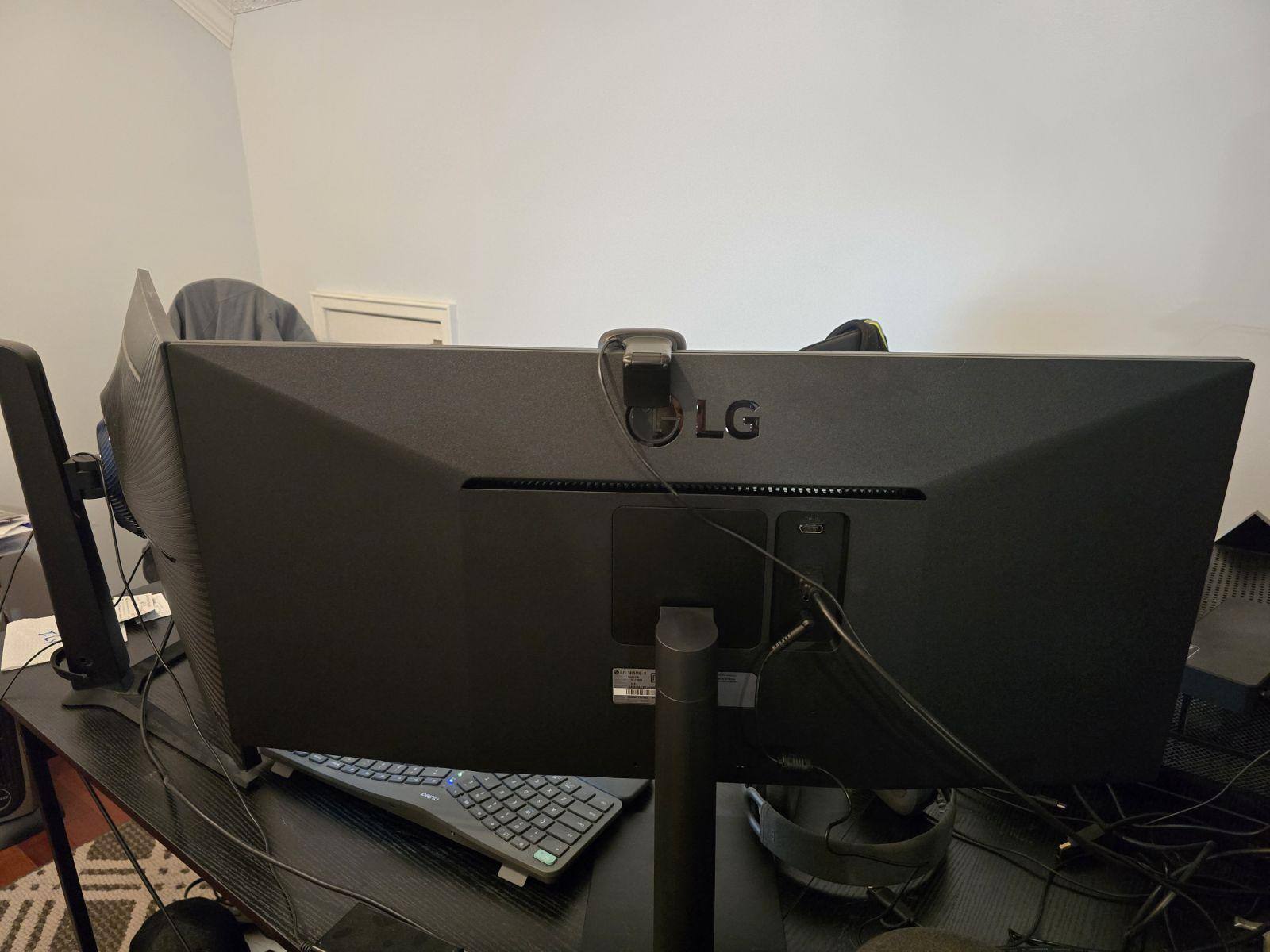 This monitor is great for limited space applications. I removed 2 x 27" monitors to improve the desk space and love how well this works as part of a multi-display setup., click to load a larger version