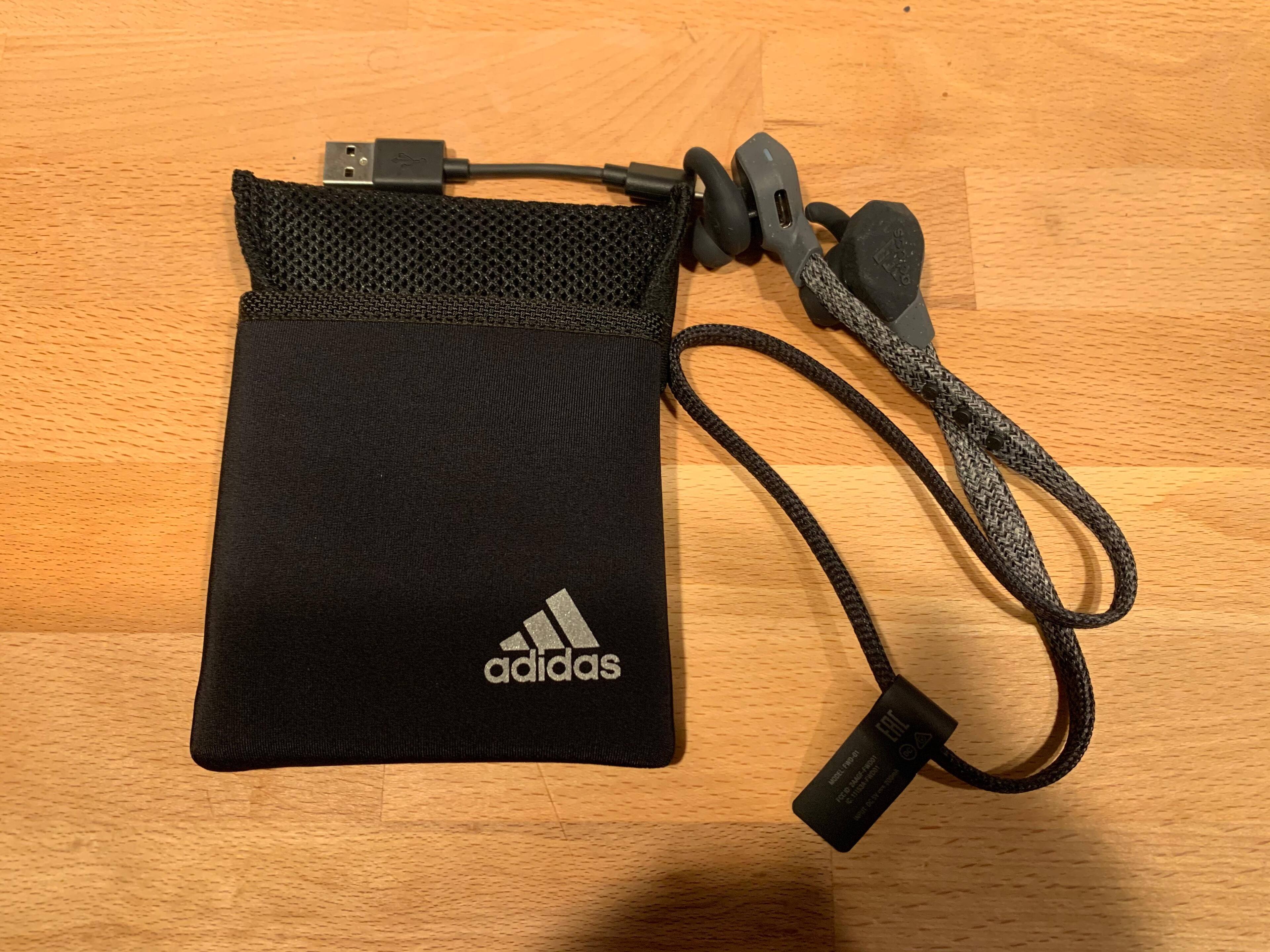 Headphones with soft carrying case., click to load a larger version