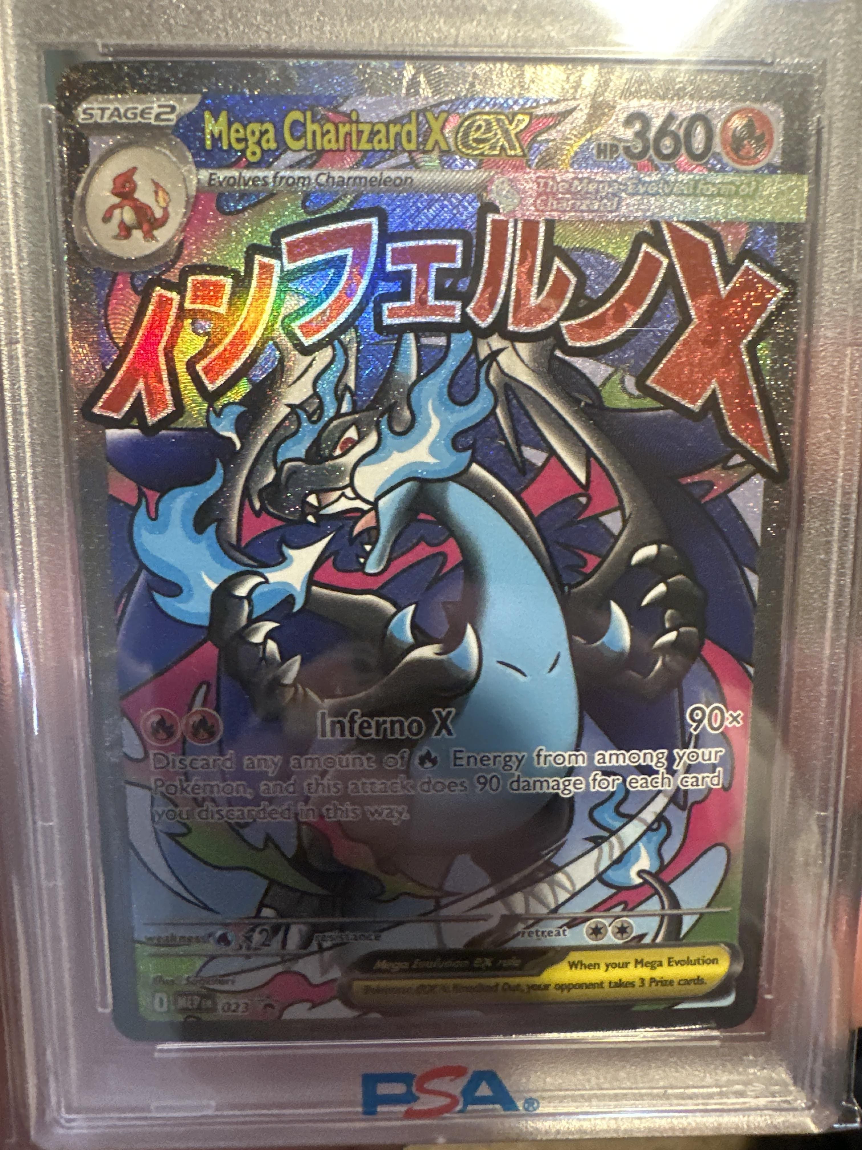 shiny mega charizard x pokemon card M Charizard-EX 101-108 XY-Evolutions Extended Art Display Cases clear acrylic holder that perfectly accentuates the stunning visual design and character artwork Pokmon Trading Card Game: Mega