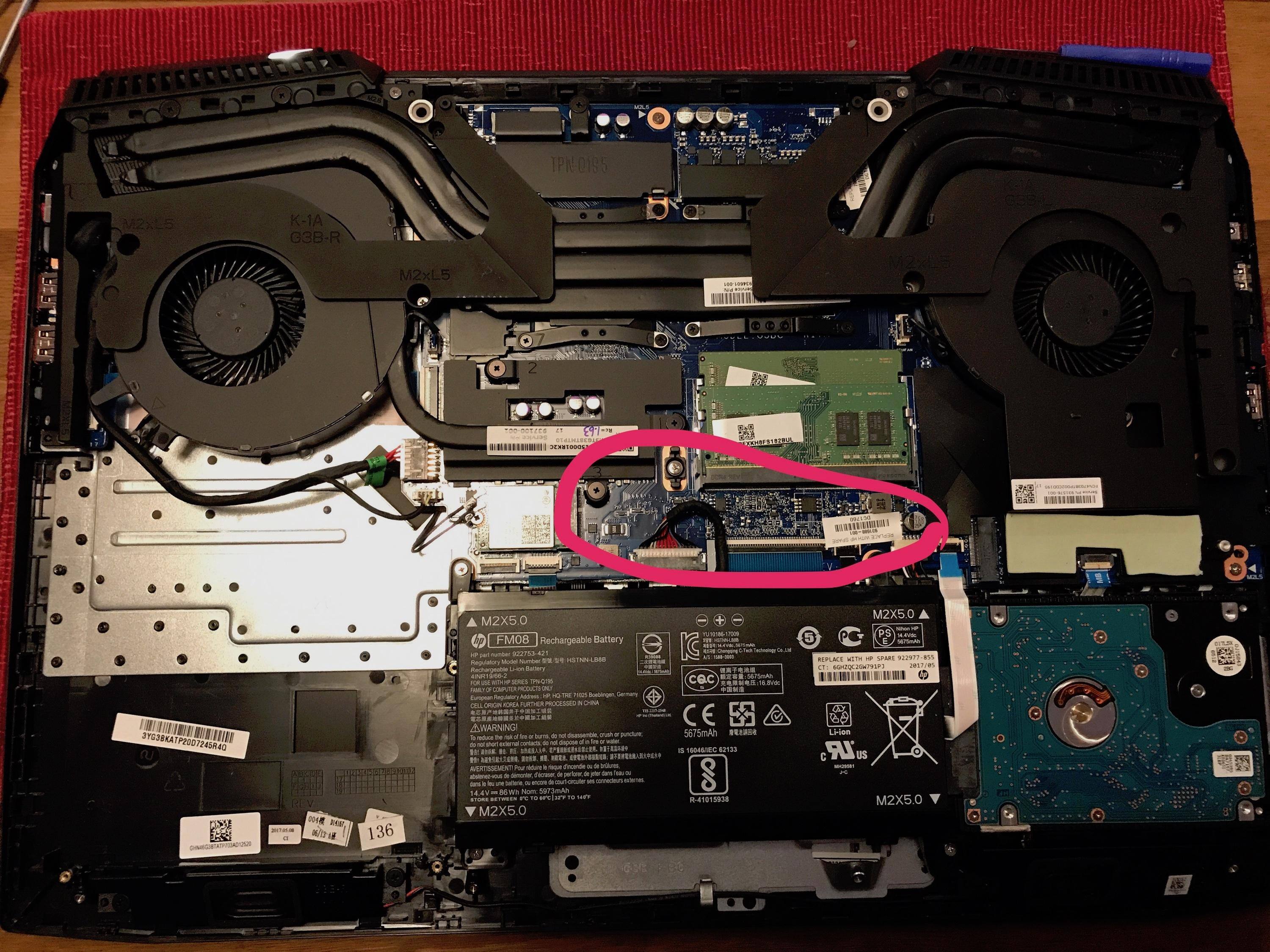 M.2 SSD area circled, click to load a larger version