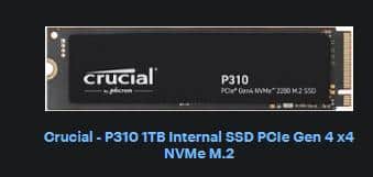 Crucial P310 1TB Internal SSD PCIe Gen 4 x4 NVMe M.2