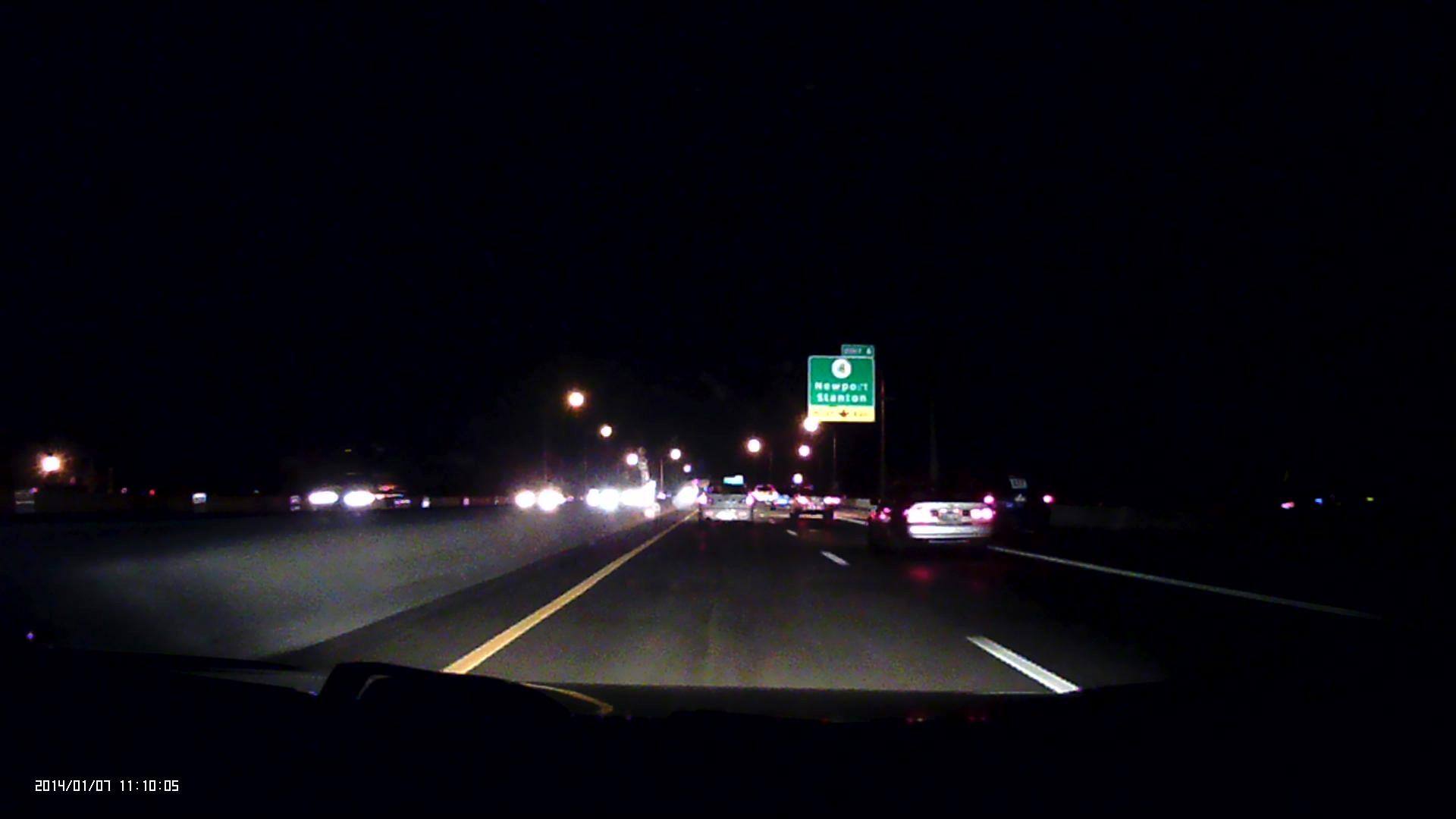 At night is is next to impossible to read anything. You can see the cars on well lit roads., click to load a larger version