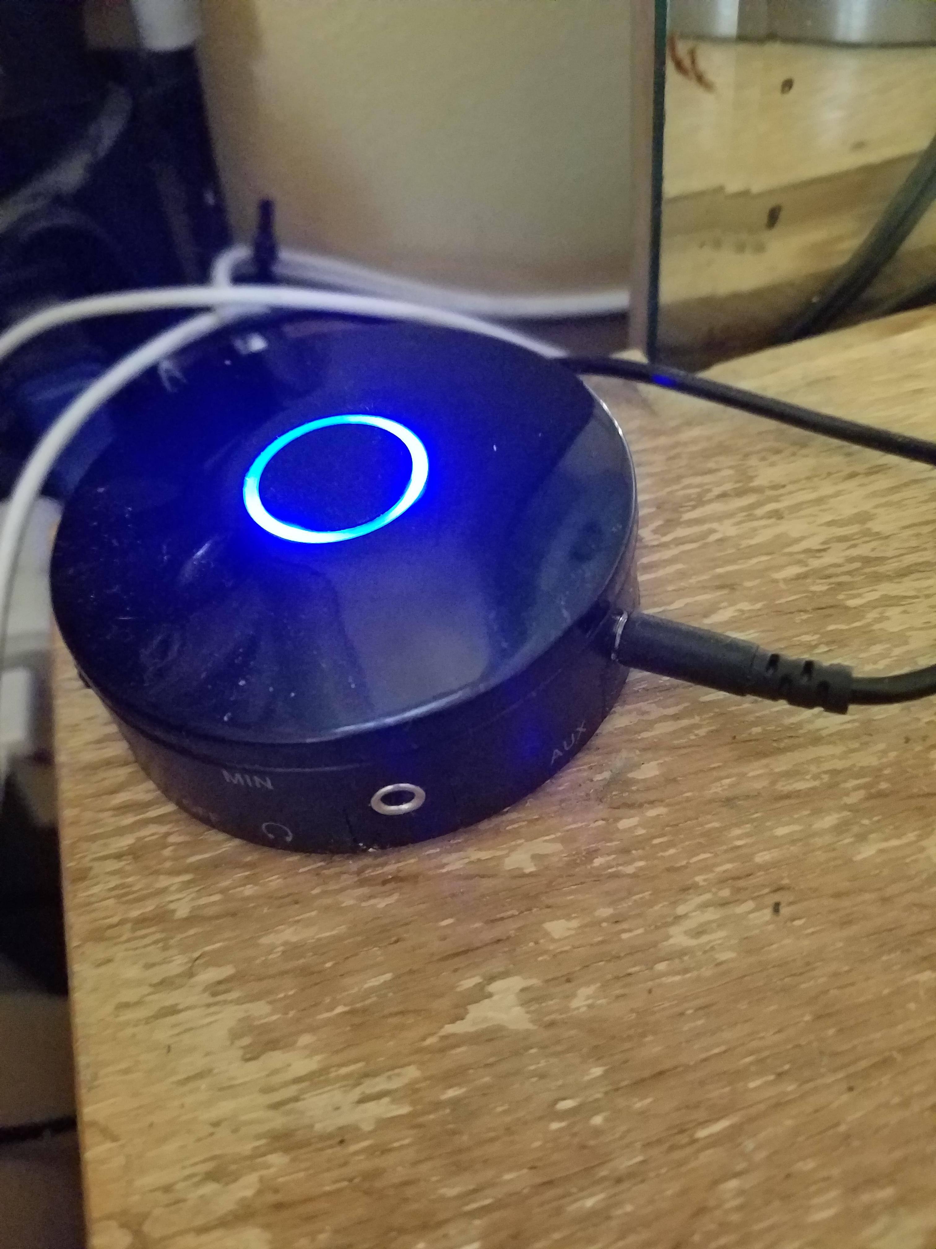 The bluetooth adapter and the audio cable, click to load a larger version