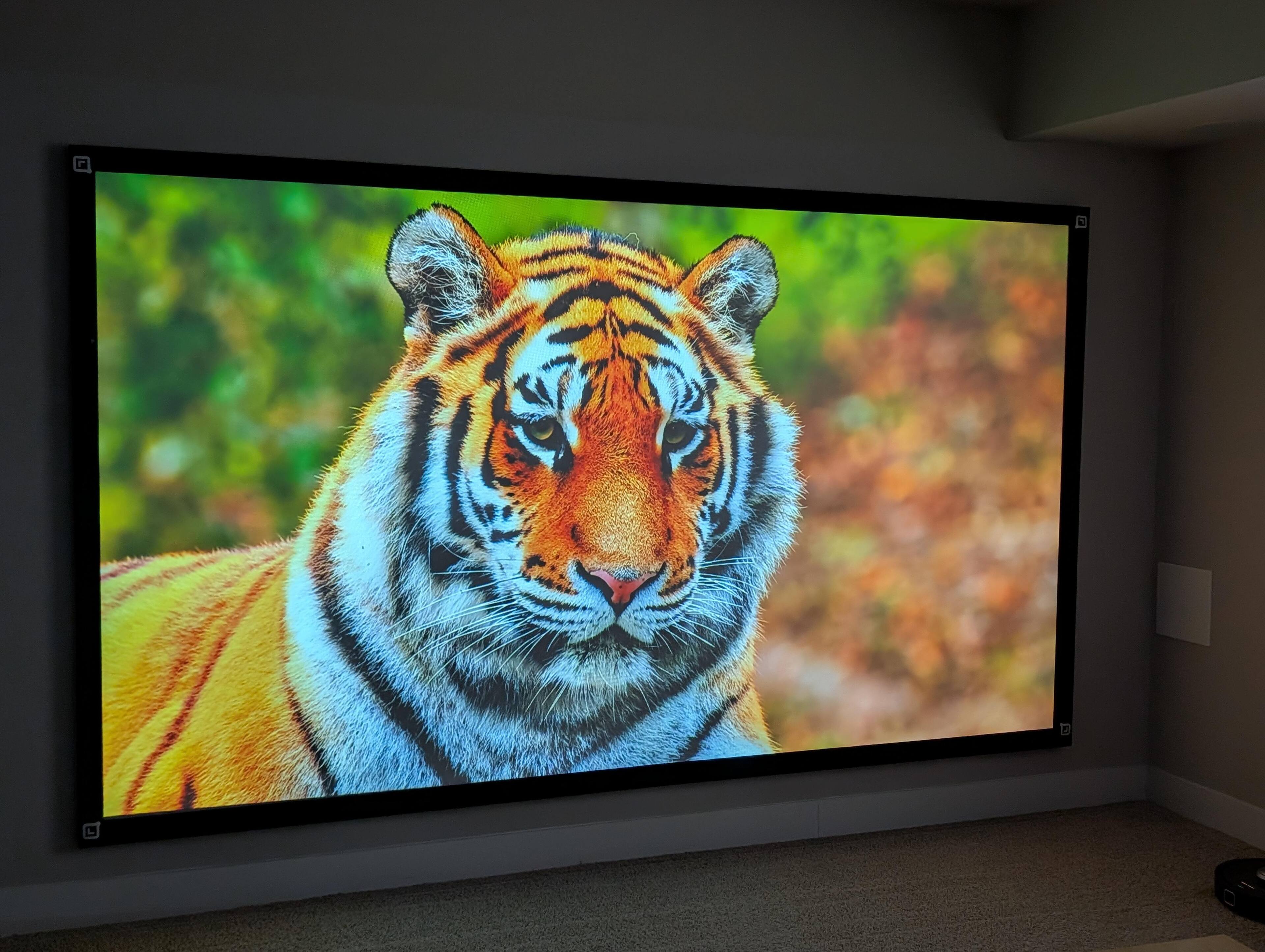 The peak brightness is 1000 lumens, and you'll achieve the best results in a dark environment., click to load a larger version