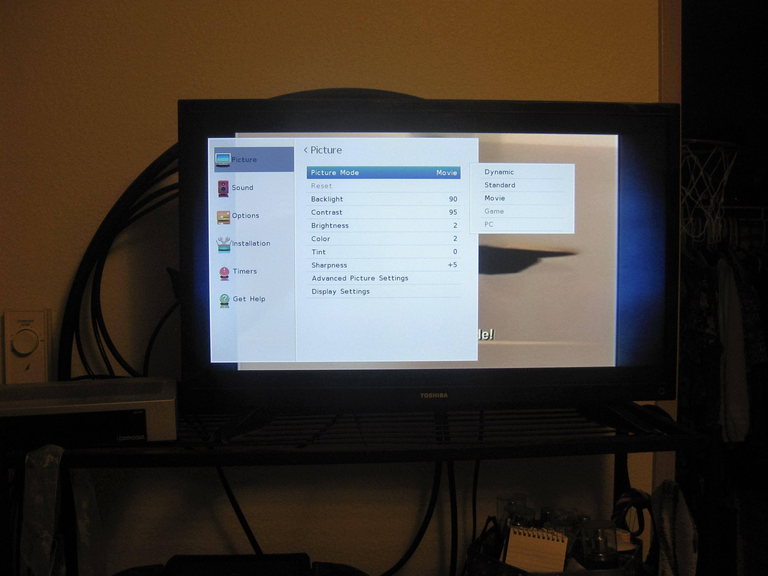 bedroom TV, click to load a larger version