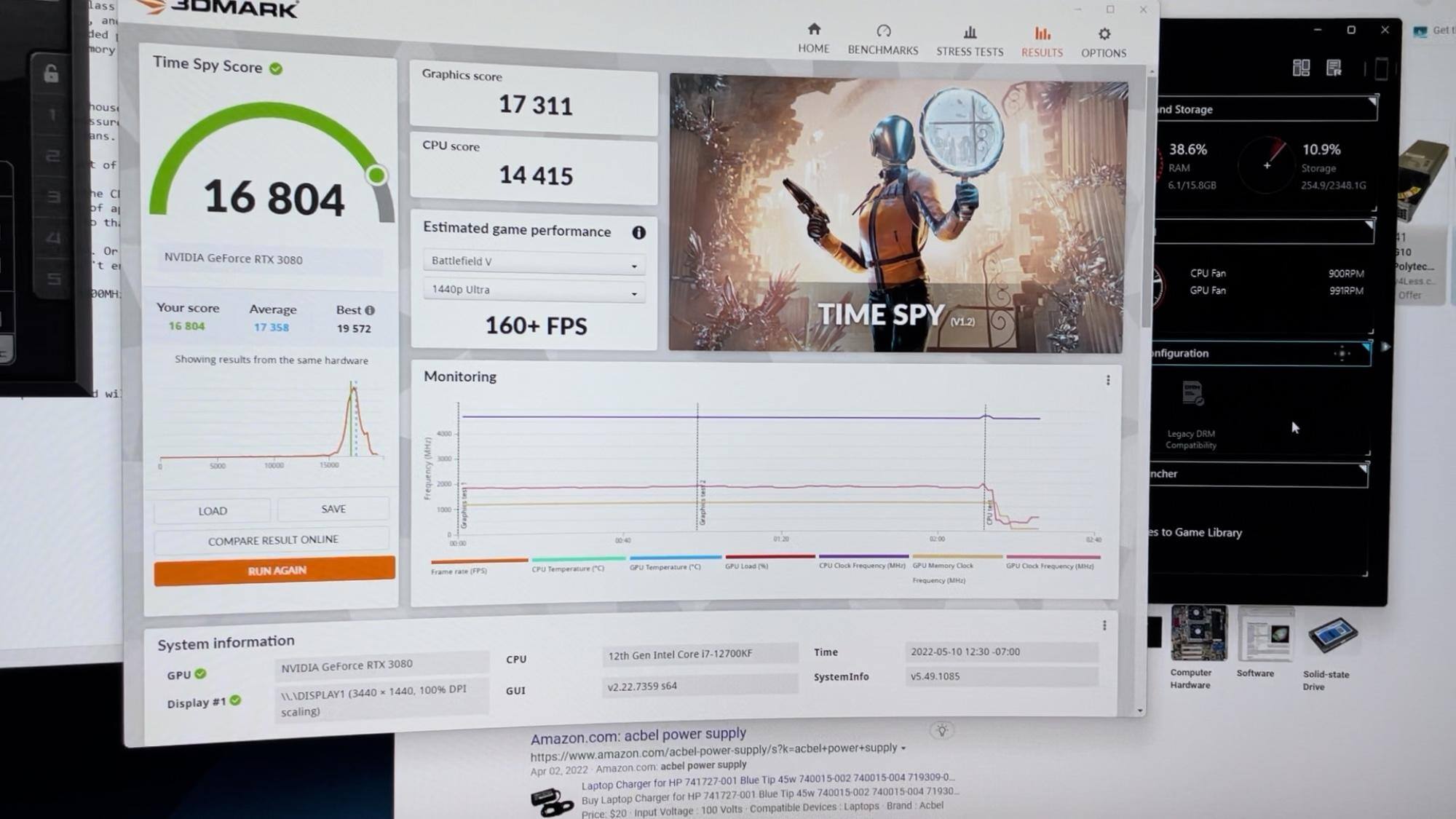 Timespy results out of the box. Could do with some tweaking., click to load a larger version