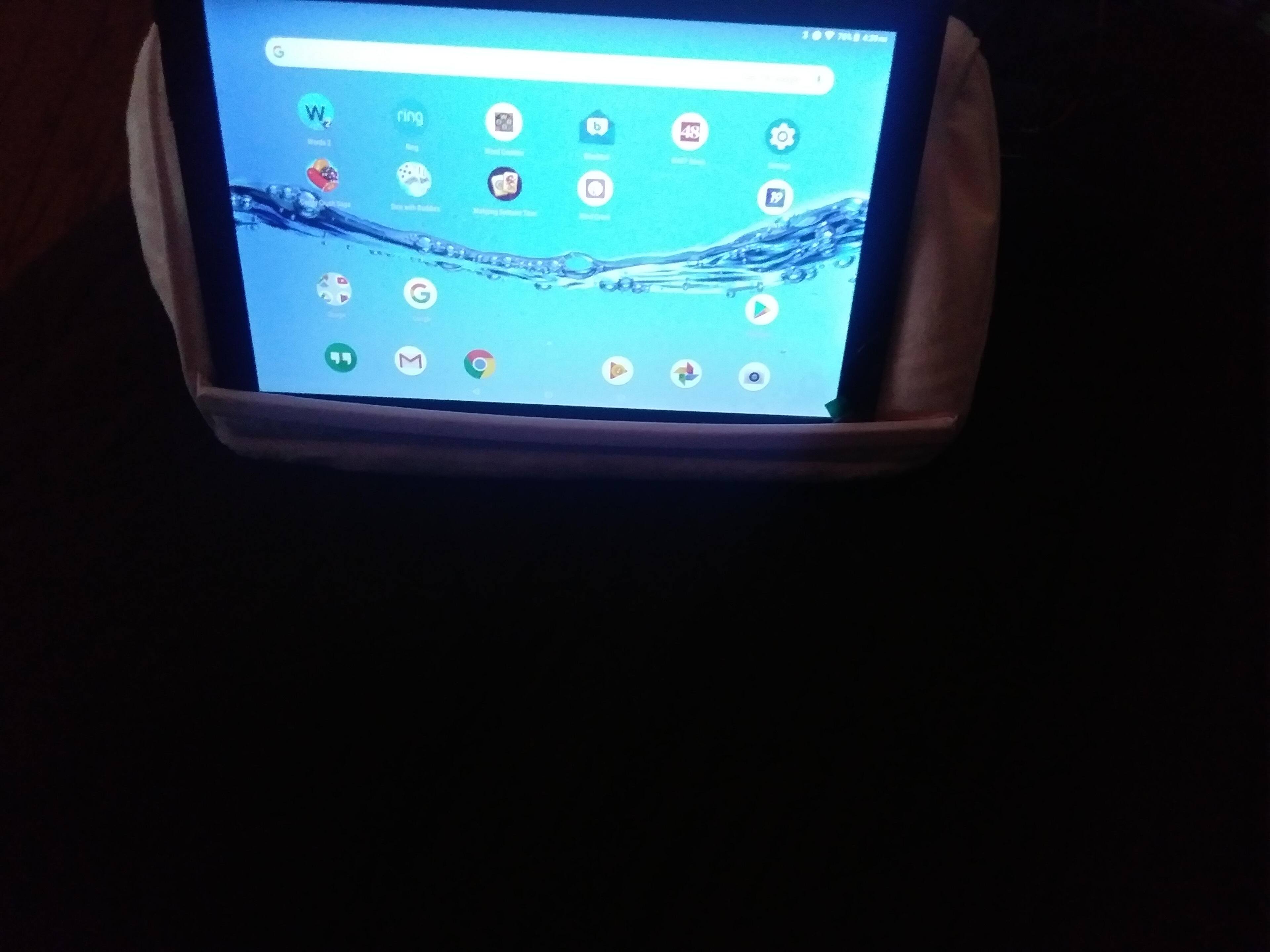 Tablet in a pillow holder, click to load a larger version