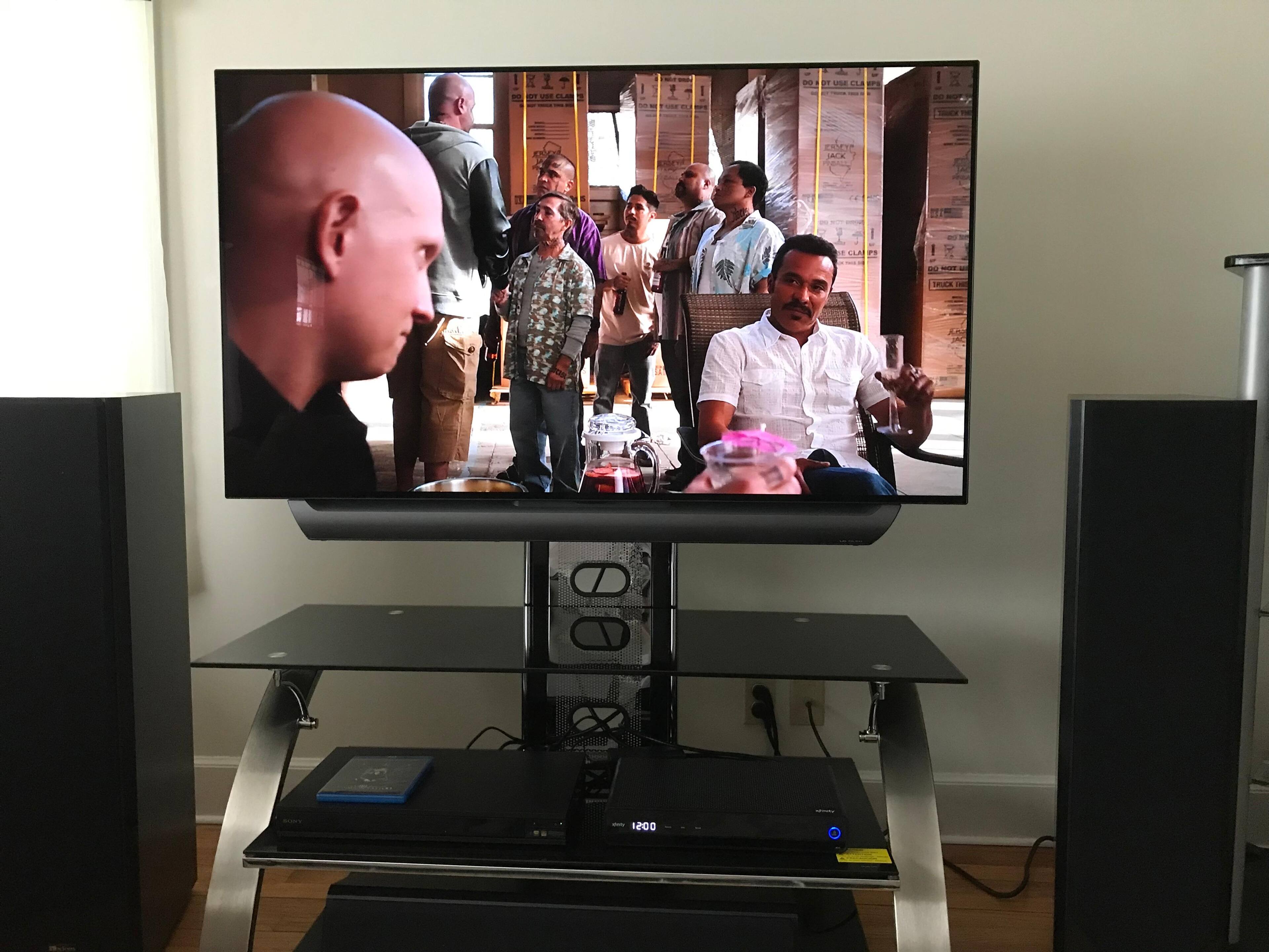 Stand w/ 55" LG TV mounted., click to load a larger version