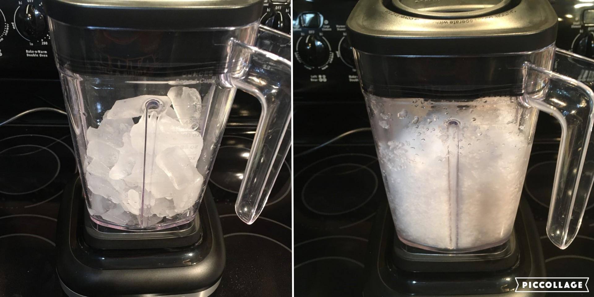 A Tray Of Ice In Blender Ready For Crushing & Blender Crushed Ice, click to load a larger version