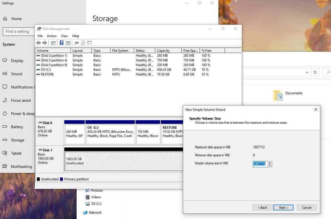 Formatting using Windows Disk Management., click to load a larger version