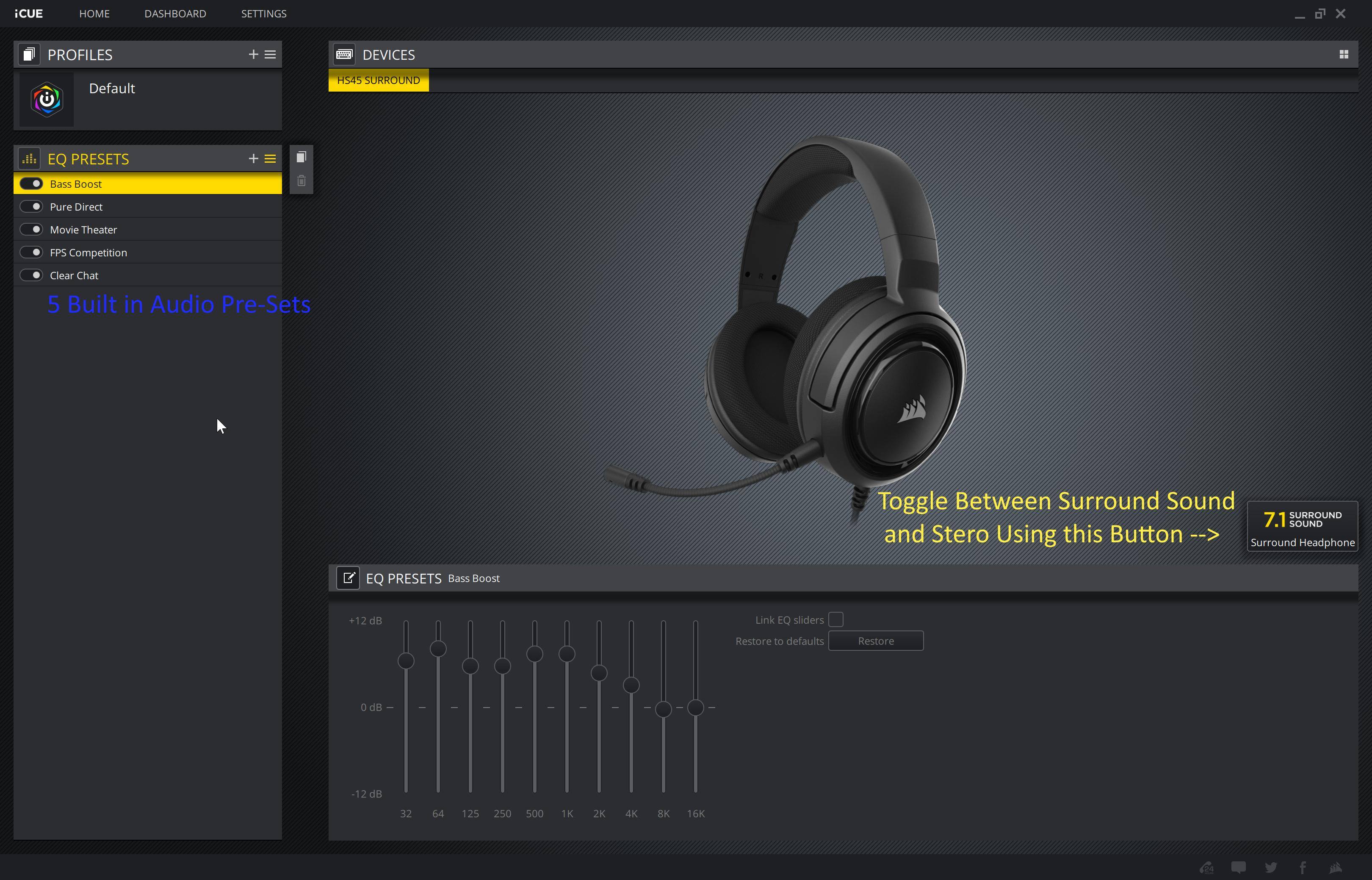 iCue Interface, click to load a larger version